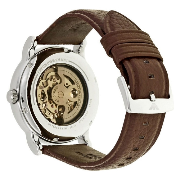 Emporio Armani Luigi AR1982 Automatic Skeleton Dial Leather Strap Men's Watch - Picture 3 of 16